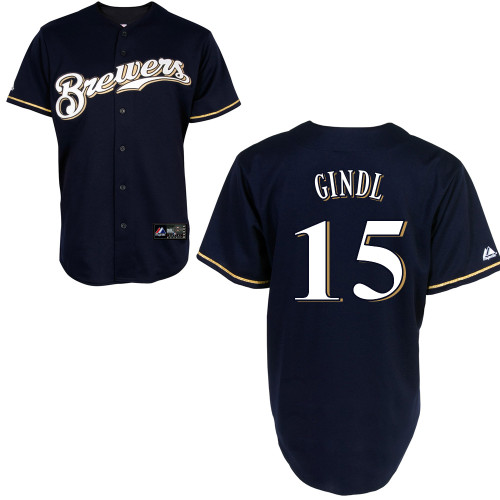 Caleb Gindl #15 mlb Jersey-Milwaukee Brewers Women's Authentic 2014 Navy Cool Base BP Baseball Jersey